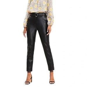 Slim Taper Pants in Faux Leather - Black